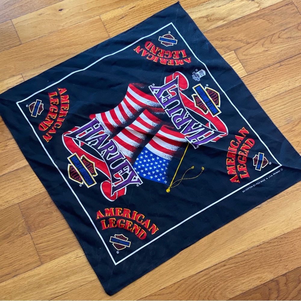 Vintage 80s Harley Davidson American Legion Motorcycles  bandana / biker scarf